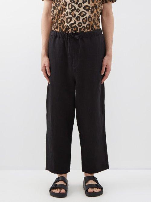 Raey - Gathered-waist Organic Linen Trousers - Mens - Black