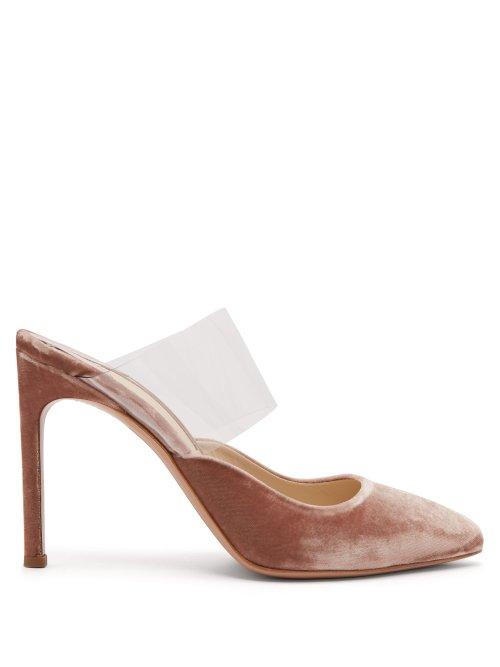Matchesfashion.com Sophia Webster - Tara Velvet Plexi Strap Mules - Womens - Pink