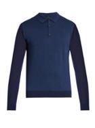 Lanvin Contrast-sleeve Silk-blend Knit Polo Shirt
