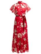 Matchesfashion.com Erdem - Celestina Gertrude Embroidered Silk Organza Gown - Womens - Red Multi