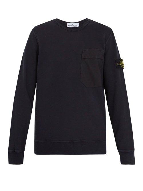 Matchesfashion.com Stone Island - Crew Neck Cotton Sweatshirt - Mens - Navy
