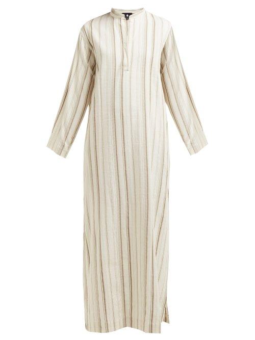 Matchesfashion.com Su Paris - Tek Striped Cotton Kaftan - Womens - Beige