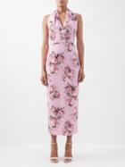 Emilia Wickstead - Hailey Halterneck Floral-print Crepe Dress - Womens - Pink Print