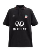 Matchesfashion.com Martine Rose - Football-logo Cotton-piqu Polo Shirt - Mens - Black