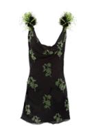 16arlington - Adwa Feather-trim Crystal-embellished Crepe Dress - Womens - Black Green