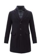 Herno - Diagonal Brushed Wool-blend Twill Coat - Mens - Dark Blue