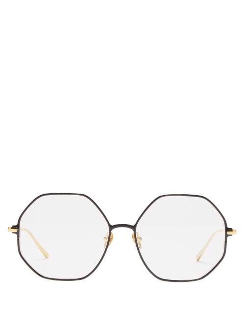 Ladies Accessories Linda Farrow - Leif Oversized Angular 22kt Gold-plated Glasses - Womens - Black Gold