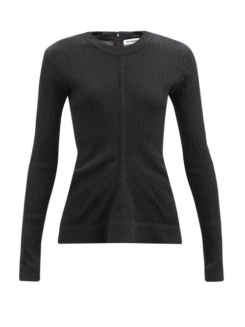 Jil Sander - Gathered Crinkle-jersey Top - Womens - Black