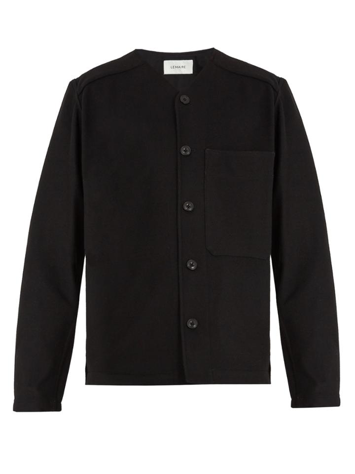 Lemaire Collarless Brushed-wool Cardigan