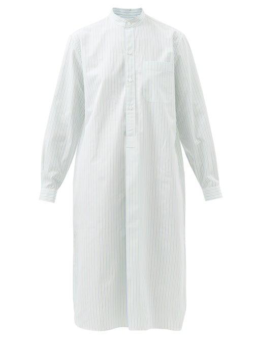 Charvet - Stand-collar Striped Cotton-poplin Shirt Dress - Womens - Green Stripe
