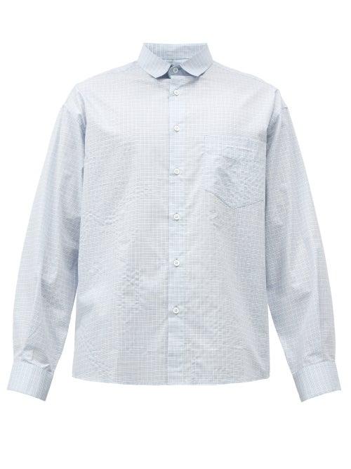 Matchesfashion.com Jacquemus - Simon Micro-check Cotton-poplin Shirt - Mens - Light Blue