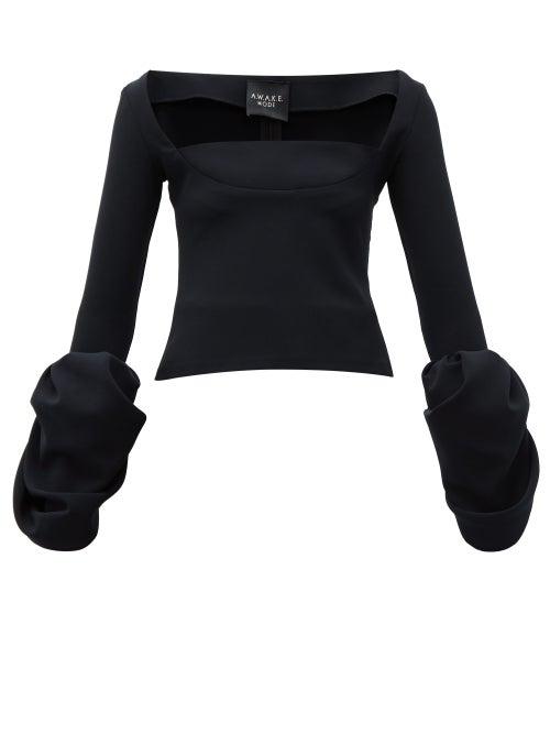 Matchesfashion.com A.w.a.k.e. Mode - Distorted Cuff Crepe Evening Top - Womens - Black