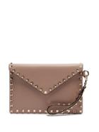 Valentino Garavani - Rockstud Leather Envelope Pouch - Womens - Beige