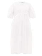 Matchesfashion.com Simone Rocha - Puff-sleeved Tulle And Cotton Dress - Womens - White
