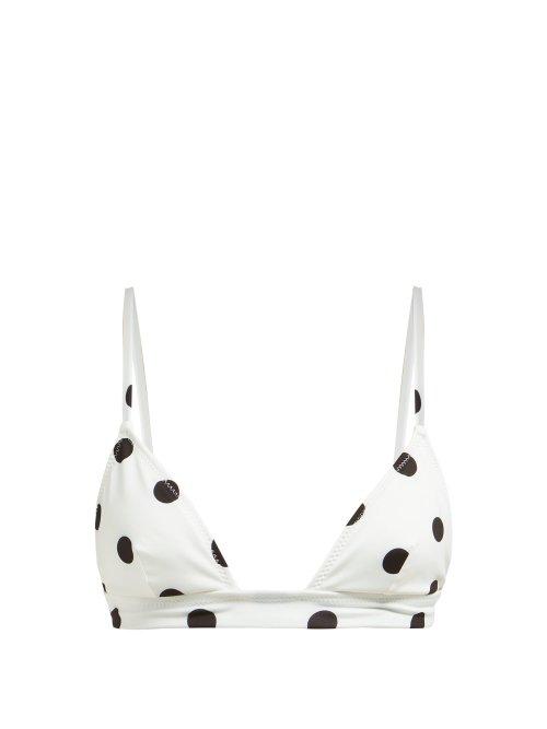 Matchesfashion.com Solid & Striped - The Morgan Polka Dot Triangle Bikini Top - Womens - White Black