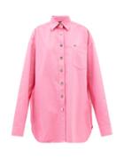 Raf Simons - Oversized Logo-embroidered Cotton Shirt - Womens - Pink