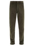 Matchesfashion.com Caruso - Slim-leg Cotton-blend Corduroy Trousers - Mens - Dark Green