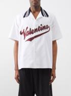 Valentino - Logo-appliqu Cotton Bowling Shirt - Mens - White