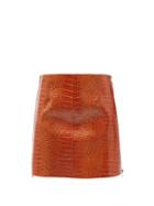 Matchesfashion.com Givenchy - Crocodile-effect Leather Mini Skirt - Womens - Brown