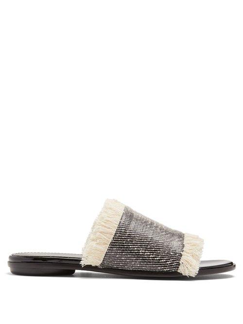 Matchesfashion.com Proenza Schouler - Frayed Edge Woven Slides - Womens - Black Multi