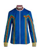 Matchesfashion.com Gucci - Logo Embellished Stretch Cotton Track Jacket - Womens - Blue Multi