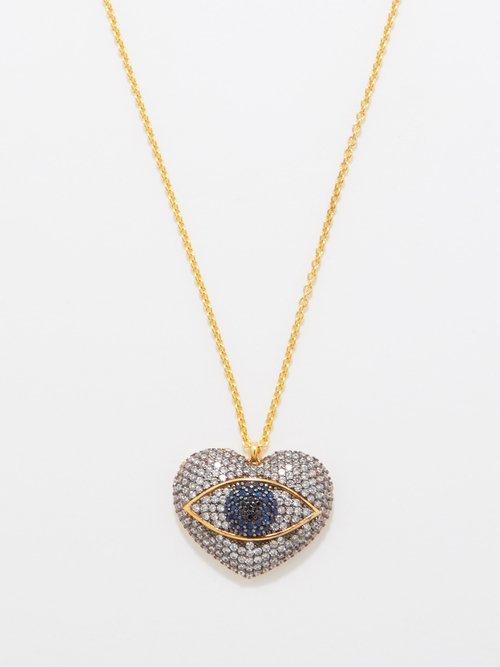 Begm Khan - Occhio Del Amore 24kt Gold-plated Necklace - Womens - Crystal Multi
