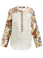Matchesfashion.com La Prestic Ouiston - Madame Contrast Panel Silk Blouse - Womens - Cream Multi