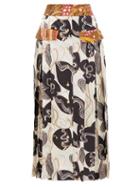 Matchesfashion.com La Prestic Ouiston - Shawna Silk Floral Print Midi Skirt - Womens - Ivory Multi