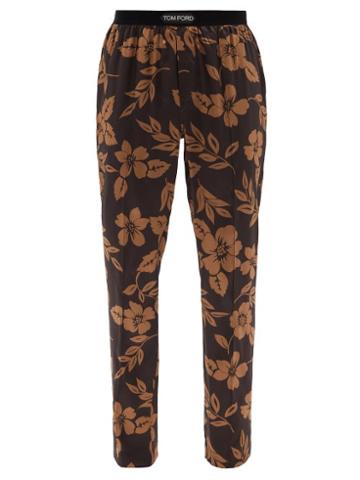 Tom Ford - Floral-print Silk-blend Pyjama Trousers - Mens - Brown Multi
