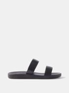 Ancient Greek Sandals - Orestis Two-strap Leather Slides - Mens - Black