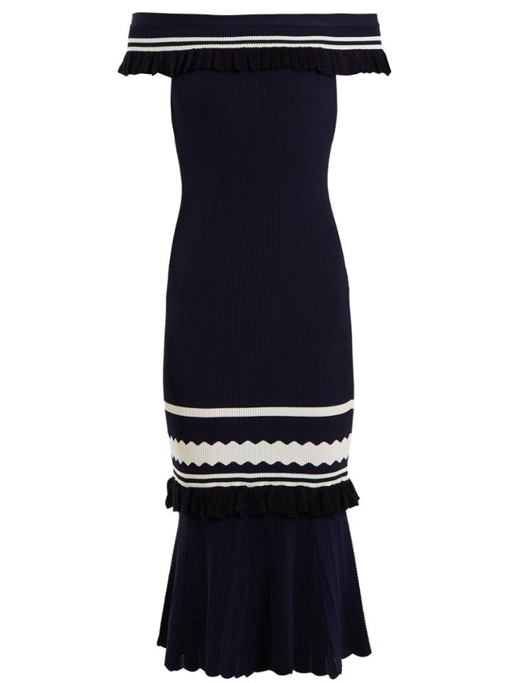 Jonathan Simkhai Off-the-shoulder Striped-knit Dress