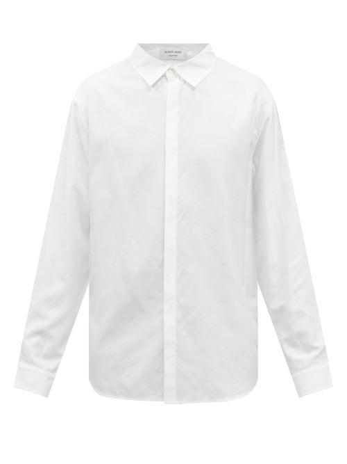 Marine Serre - Moon-jacquard Poplin Shirt - Mens - White