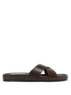 Matchesfashion.com Grenson - Carson Crossover Leather Slides - Mens - Dark Brown