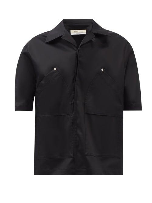 1017 Alyx 9sm - Short-sleeved Patch-pocket Cotton-blend Shirt - Mens - Black