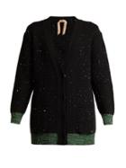 No. 21 Sequin-embellished Wool-blend Cardigan