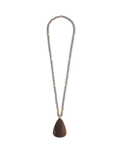 Matchesfashion.com Joelle Kharrat - Pera Wood Pendant Necklace - Womens - Brown