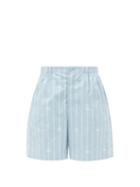 Matchesfashion.com Gucci - Logo-jacquard Striped Cotton-poplin Shorts - Womens - Light Blue