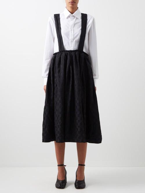 Comme Des Garons Comme Des Garons - Check Satin-jacquard Pinnafore Dress - Womens - Black