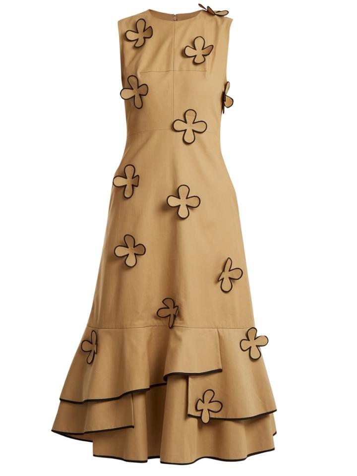Huishan Zhang Corby Ruffled-hem Cotton-blend Dress
