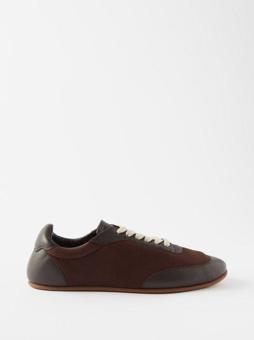 The Row - Owen City Mesh And Leather Trainers - Womens - Brown