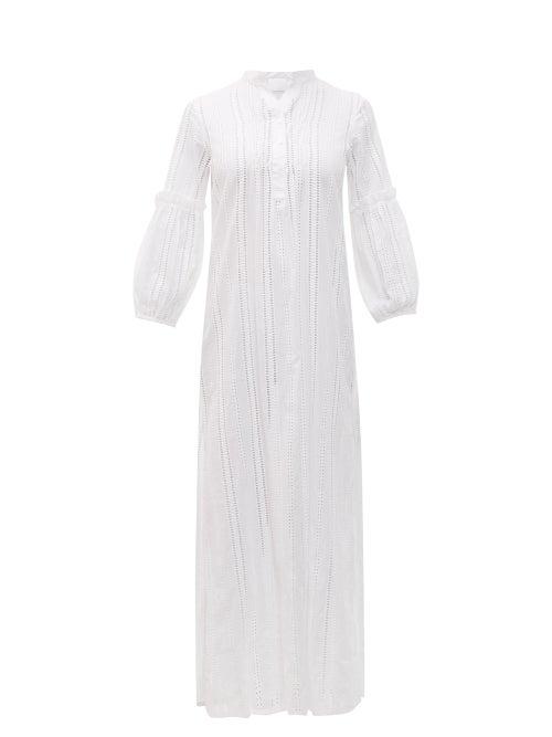 Matchesfashion.com Love Binetti - Lace Insert Cotton Dress - Womens - Ivory