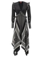 Matchesfashion.com Altuzarra - Bayview Handkerchief-hem Polka-dot Silk Midi Dress - Womens - Black White