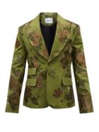 Erdem - Edward Floral-embroidered Cotton-twill Jacket - Mens - Green Multi