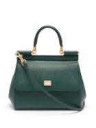 Matchesfashion.com Dolce & Gabbana - Sicily Small Pebbled-leather Bag - Womens - Green