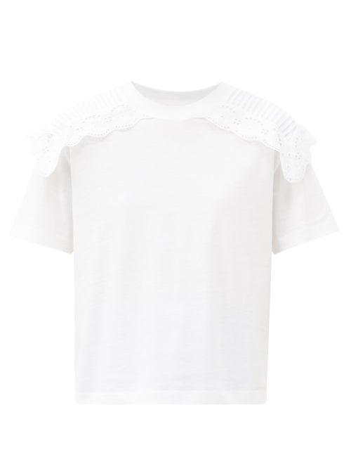 Matchesfashion.com See By Chlo - Ruffled Cotton-jersey T-shirt - Womens - White