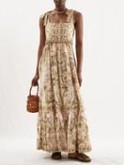 Zimmermann - Beaded Tropical-print Dress - Womens - Khaki Print