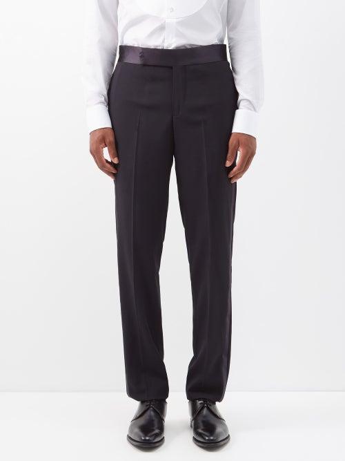 Giorgio Armani - Satin-waistband Wool-crepe Tuxedo Trousers - Mens - Black