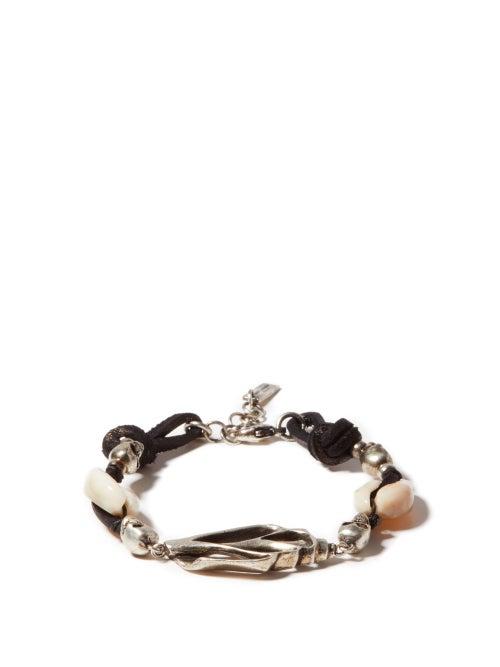 Matchesfashion.com Saint Laurent - Seashell And Skull Bracelet - Mens - Silver Multi