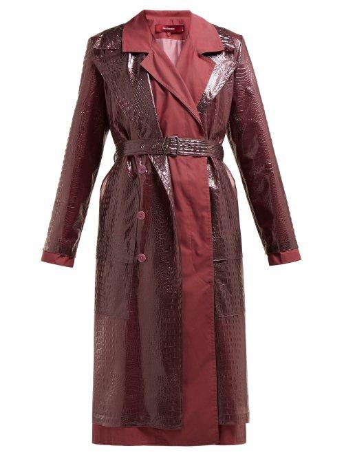 Matchesfashion.com Sies Marjan - Devin Faux Crocodile Effect Layered Trench Coat - Womens - Purple