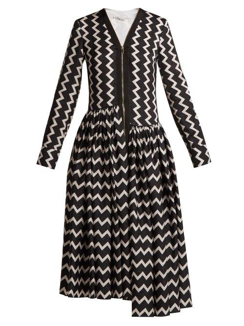 Matchesfashion.com Stella Mccartney - Zigzag Long Sleeved Maxi Dress - Womens - Black White